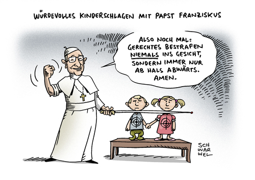 Cartoon: Pabst Erziehung mit Schlägen (medium) by Schwarwel tagged pabst,erziehung,mit,schlägen,kirche,thesen,kinder,gewalt,kind,religion,strafe,bestrafung,karikatur,schwarwel,pabst,erziehung,mit,schlägen,kirche,thesen,kinder,gewalt,kind,religion,strafe,bestrafung,karikatur,schwarwel