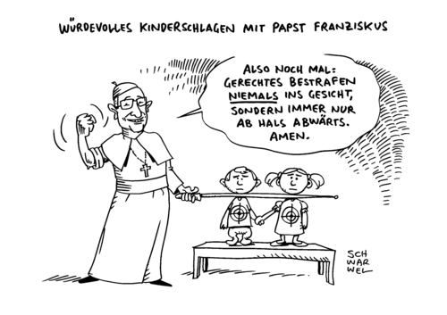 Cartoon: Pabst Erziehung mit Schlägen (medium) by Schwarwel tagged pabst,erziehung,mit,schlägen,kirche,thesen,kinder,gewalt,kind,religion,strafe,bestrafung,karikatur,schwarwel,pabst,erziehung,mit,schlägen,kirche,thesen,kinder,gewalt,kind,religion,strafe,bestrafung,karikatur,schwarwel