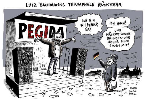 Cartoon: PEGIDA Bachmann Vorstand (medium) by Schwarwel tagged pegida,lutz,bachmann,wieder,im,vorstand,rücktritt,karikatur,schwarwel,pegida,lutz,bachmann,wieder,im,vorstand,rücktritt,karikatur,schwarwel
