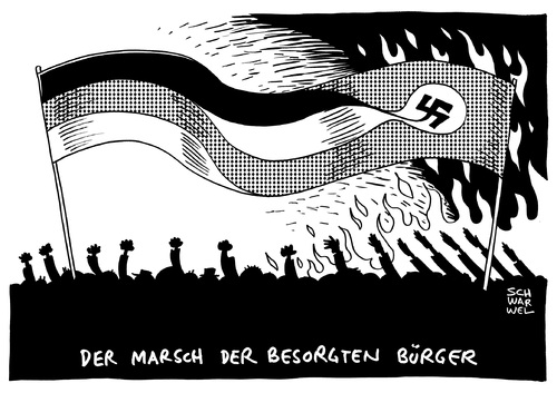 Cartoon: Pegida Demonstration (medium) by Schwarwel tagged pegida,politiker,verständnis,montagsdemostration,demo,demonstration,rechts,nazi,karikatur,schwarwel,pegida,politiker,verständnis,montagsdemostration,demo,demonstration,rechts,nazi,karikatur,schwarwel