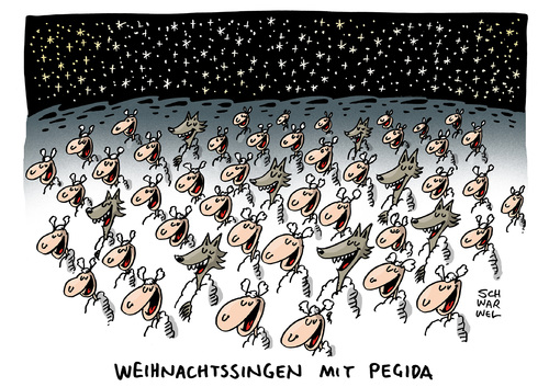 Cartoon: Pegida Dresden (medium) by Schwarwel tagged pegida,dresdner,semperoper,weihnachtssingen,schafe,wolf,im,schafspelz,weihnachten,karikatur,schwarwel,nazi,rechts,pegida,dresdner,semperoper,weihnachtssingen,schafe,wolf,im,schafspelz,weihnachten,karikatur,schwarwel,nazi,rechts