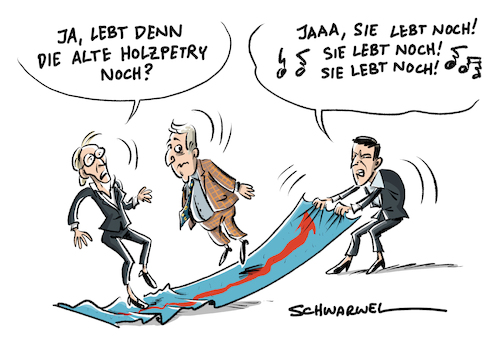 Cartoon: Petry AfD Austritt (medium) by Schwarwel tagged bundestagswahl,2017,wahl,wahlen,wähler,wahlkampf,btw17,afd,alternative,für,deutschland,frauke,petry,austritt,partei,gauland,weidel,parteiausrichtung,rechts,nazi,nazis,rechtspopulismus,rechtspopulisten,rechtsextrem,rechtsextremismus,karikatur,schwarwel,bundestagswahl,2017,wahl,wahlen,wähler,wahlkampf,btw17,afd,alternative,für,deutschland,frauke,petry,austritt,partei,gauland,weidel,parteiausrichtung,rechts,nazi,nazis,rechtspopulismus,rechtspopulisten,rechtsextrem,rechtsextremismus,karikatur,schwarwel