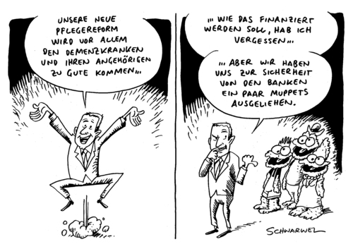 Cartoon: Pflegereform (medium) by Schwarwel tagged pflegereform,pflege,gesundheit,krankheit,krank,reform,gesund,minister,bahr,karikatur,schwarwel,pflegereform,pflege,gesundheit,krankheit,krank,reform,gesund