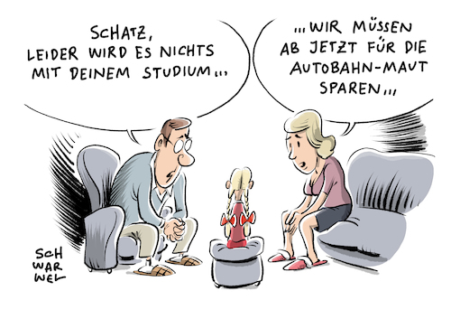 Cartoon: Pkw Maut (medium) by Schwarwel tagged pkw,maut,bundesrat,karikatur,schwarwel,pkw,maut,bundesrat,karikatur,schwarwel