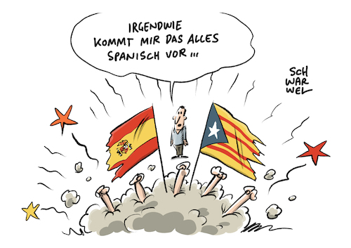 Cartoon: Puigdemont Katalonien (medium) by Schwarwel tagged katalonien,katalanisch,parlament,puigdemont,spanien,regierung,madrid,unabhängigkeit,freiheit,politik,politiker,karikatur,schwarwel,macht,entmachtung,katalonien,katalanisch,parlament,puigdemont,spanien,regierung,madrid,unabhängigkeit,freiheit,politik,politiker,karikatur,schwarwel,macht,entmachtung