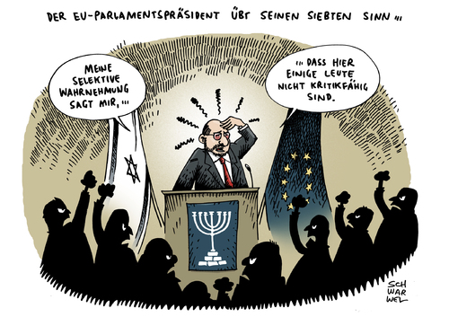 Cartoon: Rede Martin Schulz Knesset (medium) by Schwarwel tagged martin,schulz,rede,eu,parlamentspräsident,knesset,heftige,ablehnung,abgeordnete,selektive,wahrnehmung,kritik,kritikfähig,eklat,israel,politik,politiker,regierung,chef,lüge,bennett,ansprache,plenarsaal,premierminister,benjamin,netanjahu,verweigerung,applaus,palästina,wasser,wasserverbrauch,karikatur,schwarwel,martin,schulz,rede,eu,parlamentspräsident,knesset,heftige,ablehnung,abgeordnete,selektive,wahrnehmung,kritik,kritikfähig,eklat,israel,politik,politiker,regierung,chef,lüge,bennett,ansprache,plenarsaal,premierminister,benjamin,netanjahu,verweigerung,applaus,palästina,wasser,wasserverbrauch,karikatur,schwarwel