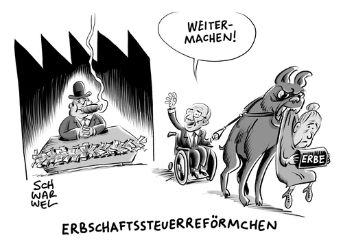 Cartoon: Reform der Erbschaftssteuer (medium) by Schwarwel tagged große,koalition,reform,erbschaftssteuer,steuer,erbschaft,erbe,erbschaftsteuerreform,karikatur,schwarwel,große,koalition,reform,erbschaftssteuer,steuer,erbschaft,erbe,erbschaftsteuerreform,karikatur,schwarwel