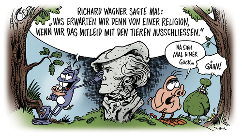 Cartoon: Richard Wagner (medium) by Schwarwel tagged richard,wagner,schwarwel,musiker,komponist,oper,ring,nibelungen,walküre,musik,opernhaus,bayreuth,genie,siegfried,freya,regisseur,theater,dirigent,cosima,dichter,dramatiker,festspiel,festtage,leipzig,kunst,künstler,judenthum,in,der,rienzi,die,feen,das,liebesverbot,götterdämmerung,tristan,isolde,meistersinger,nürnberg,wesendonck,schweinevogel,comic,comicfigur,zitat,cartoon,leid,tiere,richard,wagner,schwarwel,musiker,komponist,oper,ring,nibelungen,walküre,musik,opernhaus,bayreuth,genie,siegfried,freya,regisseur,theater,dirigent,cosima,dichter,dramatiker,festspiel,festtage,leipzig,kunst,künstler,judenthum,in,der,rienzi,die,feen,das,liebesverbot,götterdämmerung,tristan,isolde,meistersinger,nürnberg,wesendonck,schweinevogel,comic,comicfigur,zitat,cartoon,leid,tiere