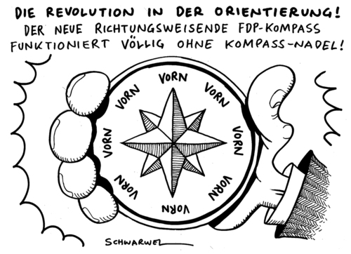 Cartoon: Richtungslosigkeit in der FDP (medium) by Schwarwel tagged fdp,situation,kompass,richtung,guido,westerwelle,partei,deutschland,karikatur,schwarwel