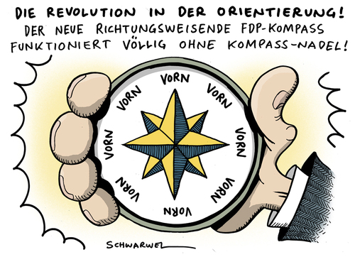 Cartoon: Richtungslosigkeit in der FDP (medium) by Schwarwel tagged fdp,situation,kompass,richtung,guido,westerwelle,partei,deutschland,karikatur,schwarwel