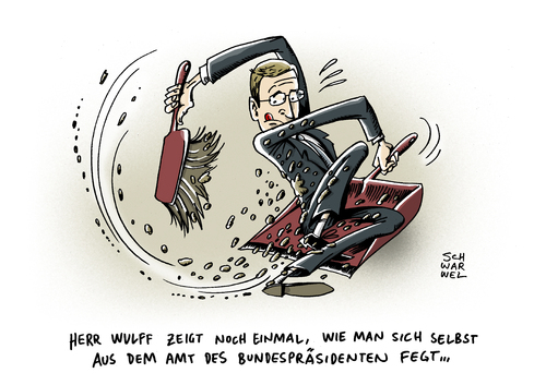 Cartoon: Rücktritt Wulff (medium) by Schwarwel tagged christian,wulff,rücktritt,amt,bundespräsident,politik,deutschland,politiker,karikatur,schwarwel,wulff,rücktritt,bundespräsident