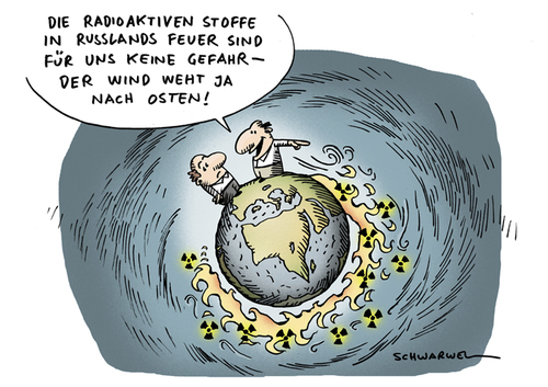 Cartoon: Russland radioaktive Schadstoffe (medium) by Schwarwel tagged russland,radioaktiv,schadstoff,gefahr,deutschland,karikatur,schwarwel