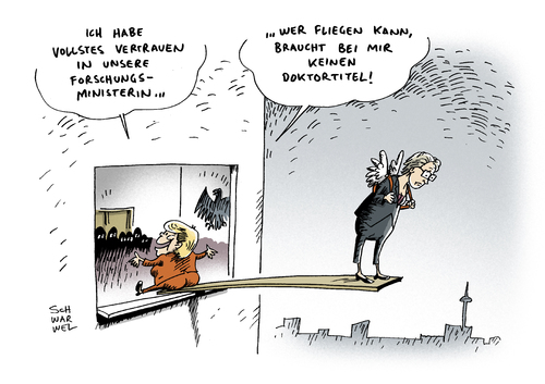 Cartoon: Schavan Doktorwürde Aberkernnun (medium) by Schwarwel tagged merkel,schavan,doktorwürde,plagiat,vorwurf,doktor,titel,vertrauen,karikatur,schwarwel,ministerin,forschung,merkel,schavan,doktorwürde,plagiat,vorwurf,doktor,titel,vertrauen,karikatur,schwarwel,ministerin,forschung