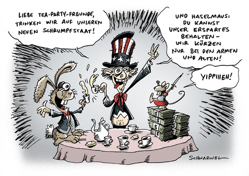 Cartoon: Schrumpfstaat USA (medium) by Schwarwel tagged karikatur,schwarwel,us,usa,schrumpfstaat,staat,krise,bankrott,schulden,einigung,republikaner,demokraten,tea,party,barack,obama,arm,alt,geld,finanzen,macht,schuldenstreit,supermacht,sparpaket,sozial,ausgaben,öffentlicher,dienst,sparen,kürzung,rechtsradikal,rechts,staatlich,investition,mittelklasse,desaster,arbeitslosigkeit,arbeitslos,drastisch,dramatisch,rezension,schuldengrenze,usa,schrumpfstaat,staat,krise,bankrott,schulden,einigung,demokraten,republikaner,tea party,us,tea,party