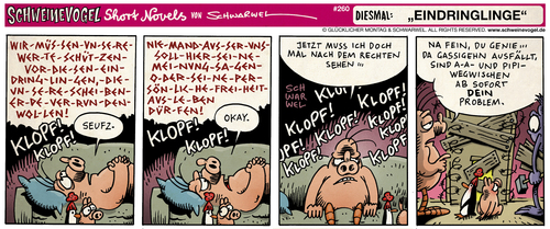 Cartoon: Schweinevogel Eindringlinge (medium) by Schwarwel tagged schweinevogel,iron,doof,sid,pinkel,comic,comicstrip,schwarwel,schweinevogel,iron,doof,sid,pinkel,comic,comicstrip,schwarwel