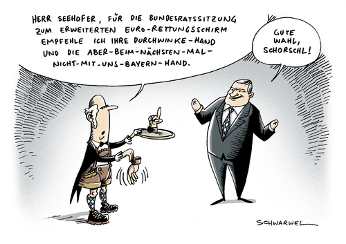 Cartoon: Seehofer Rettungsschirm (medium) by Schwarwel tagged rettungsschirm,seehofer,bundesrat,euro,finazen,wirtschaft,geld,hilfe,krise,bayern,politik,fonds,efsf,schulden,karikatur,schwarwel,rettungsschirm,seehofer,bundesrat,euro,finazen,wirtschaft,hilfe,geld,krise,bayern,fonds,efsf