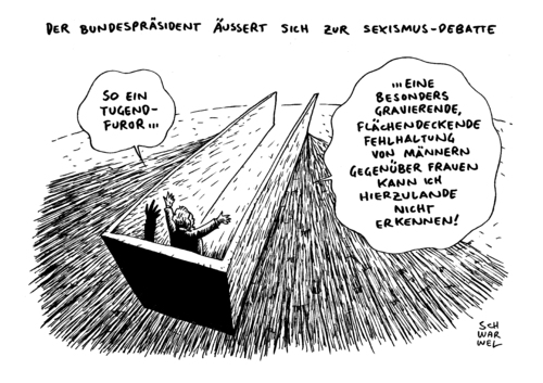 Cartoon: Seximus Debatte Gauck (medium) by Schwarwel tagged sexismusdebatte,sexismus,kritik,diskusstion,aufschrei,gauck,äußerungen,spiegel,interview,artikel,karikatur,schwarwel,sexismusdebatte,sexismus,sex,kritik,diskusstion,aufschrei,gauck,äußerungen,spiegel,interview,artikel,karikatur,schwarwel