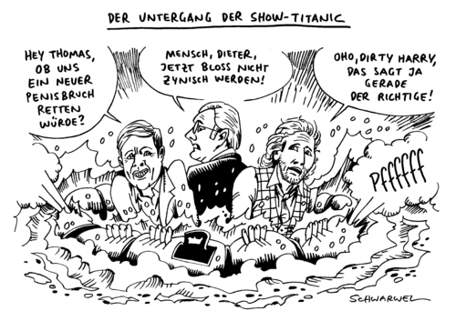 Cartoon: Showmaster Quotentief (medium) by Schwarwel tagged dieter,bohlen,thomas,gottschalk,harald,schmidt,show,tv,fernsehen,quote,quotentief,ausstrahlung,unterhaltung,sendung,karikatur,schwarwel,dieter bohlen,gottschalk,harald schmidt,fernsehen,quote,quotentief,ausstrahlung,unterhaltung,dieter,bohlen,harald,schmidt