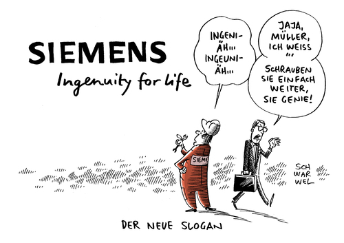 Cartoon: Siemens Markenauftritt (medium) by Schwarwel tagged ingenuity,for,life,siemens,globaler,markenauftritt,marke,karikatur,schwarwel,ingenuity,for,life,siemens,globaler,markenauftritt,marke,karikatur,schwarwel