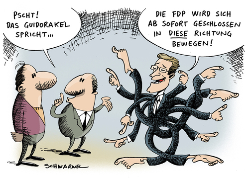 Cartoon: Situation in der FDP (medium) by Schwarwel tagged fdp,situation,kompass,richtung,guido,westerwelle,partei,deutschland,karikatur,schwarwel