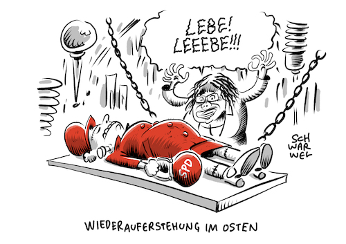 Cartoon: SPD in neuen Bundesländern (medium) by Schwarwel tagged spd,partei,politik,deutschland,osten,ossi,ossis,wahl,wahlen,landtagswahl,ltw19,landtagswahlen,sachsen,thüringen,brandenburg,frankstein,ostdeutsche,bundesländer,nahles,schwesig,giffey,tiefensee,dulig,barley,sozialdemokratie,afd,cdu,wahlergebnis,cartoon,karikatur,schwarwel,spd,partei,politik,deutschland,osten,ossi,ossis,wahl,wahlen,landtagswahl,ltw19,landtagswahlen,sachsen,thüringen,brandenburg,frankstein,ostdeutsche,bundesländer,nahles,schwesig,giffey,tiefensee,dulig,barley,sozialdemokratie,afd,cdu,wahlergebnis,cartoon,karikatur,schwarwel