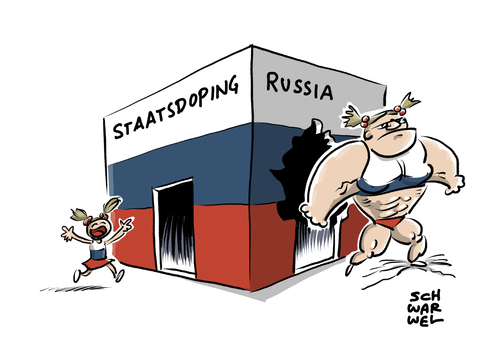 Cartoon: Staatsdoping in Russland (medium) by Schwarwel tagged olympia,mclaren,report,wada,doping,staatsdoping,russland,untersuchungsbericht,sport,russia,sportministerium,karikatur,schwarwel,olympia,mclaren,report,wada,doping,staatsdoping,russland,untersuchungsbericht,sport,russia,sportministerium,karikatur,schwarwel