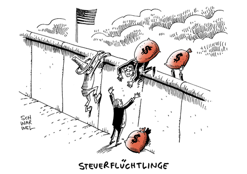 Cartoon: Steuerflüchtlinge (medium) by Schwarwel tagged steuerflucht,steuer,flucht,asyl,mauer,us,usa,konzern,konzerne,billionen,dollar,steueroase,karikatur,schwarwel,geld,wirtschaft,finanzen,steuerflüchtlinge,steuerflucht,steuer,flucht,asyl,mauer,us,usa,konzern,konzerne,billionen,dollar,steueroase,karikatur,schwarwel,geld,wirtschaft,finanzen,steuerflüchtlinge