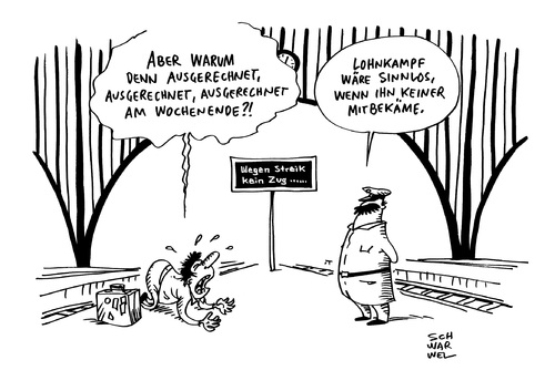 Cartoon: Streik bei der Bahn Lokführer (medium) by Schwarwel tagged streik,bahn,lokführer,mehr,lohn,kampf,urlaub,fahrt,reise,karikatur,schwarwel,streik,bahn,lokführer,mehr,lohn,kampf,urlaub,fahrt,reise,karikatur,schwarwel