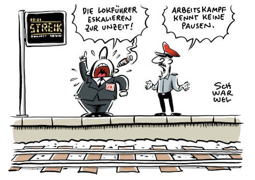 Streik Lokführer Bahn von Schwarwel Wirtschaft Cartoon