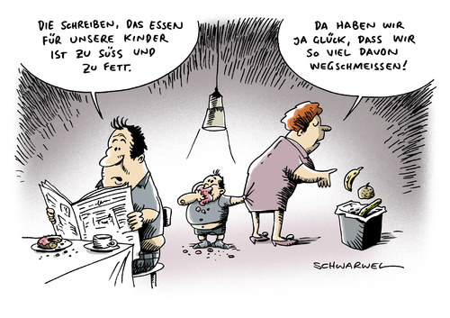 Cartoon: Studie Lebensmittel (medium) by Schwarwel tagged studie,lebensmittel,essen,nahrung,forschung,kinder,deutschland,fett,süß,ungesund,karikatur,schwarwel,studie,lebensmittel,essen,nahrung,forschung,kinder,deutschland,ungesund