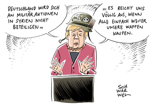 Cartoon: Syrien Krieg Merkel (medium) by Schwarwel tagged syrien,krieg,terror,zerstörung,militär,militärschlag,soldate,soldaten,truppen,panzern,bombenangriff,bombe,panzer,waffen,gewalt,merkel,deutschland,waffenexport,russland,putin,moskau,kreml,assad,regime,erdogan,türkei,trump,us,usa,regierungschef,weltmächte,staatschefs,president,präsident,regierung,politik,politiker,politikerin,bundeskanzlerin,kanzlerin,außenpolitik,cdu,cartoon,karikatur,schwarwel,frankereich,großbritannien,is,islamischer,staat,giftgas,giftgasanschlag,giftgaseinsatz,luftangriff,bombardierung,militäreinsatz,un,resolution,sicherheitsrat,chemiewaffen,chemiewaffe,skripal,raketen,raketenangriff,raketenangriffe,syrienkonflikt,ostghuta,ostghouta,militäroffensive,damaskus,syrien,krieg,terror,zerstörung,militär,militärschlag,soldate,soldaten,truppen,panzern,bombenangriff,bombe,panzer,waffen,gewalt,merkel,deutschland,waffenexport,russland,putin,moskau,kreml,assad,regime,erdogan,türkei,trump,us,usa,regierungschef,weltmächte,staatschefs,president,präsident,regierung,politik,politiker,politikerin,bundeskanzlerin,kanzlerin,außenpolitik,cdu,cartoon,karikatur,schwarwel,frankereich,großbritannien,is,islamischer,staat,giftgas,giftgasanschlag,giftgaseinsatz,luftangriff,bombardierung,militäreinsatz,un,resolution,sicherheitsrat,chemiewaffen,chemiewaffe,skripal,raketen,raketenangriff,raketenangriffe,syrienkonflikt,ostghuta,ostghouta,militäroffensive,damaskus