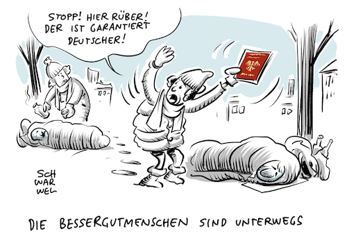 Cartoon: Tafelessen Armut Migranten (medium) by Schwarwel tagged sozialpolitik,cdu,spd,union,csu,merkel,bundeskanzlerin,kanzlerin,politik,politikerin,deutschland,partei,parteien,sozial,soziales,arbeit,ehrenamt,wohlfahrt,essener,tafel,ev,bedürftige,obdachlos,obdachlose,arm,armut,reich,reichtum,caritas,flüchtlinge,geflüchtete,flüchtlingskrise,asyl,asylsuchende,essen,nahrung,lebensmittel,wohnungslos,migration,migranten,aufnahmestopp,für,winter,kälte,jörg,sartor,ehrenamtliche,helfer,essenausgabe,nur,deutsche,integration,migrationshintergrund,staatliche,leistungen,hilfsorganisation,lebensmittelspenden,sozialleistungen,flüchtlingszunahme,nazis,nazi,nonazis,rechtsextrem,rechtsextremismus,rassenhass,rassistisch,rassismus,ausländerfeindlichkeit,rechtspopulismus,rechtspopulisten,extremismus,cartoon,karikatur,schwarwel,sozialpolitik,cdu,spd,union,csu,merkel,bundeskanzlerin,kanzlerin,politik,politikerin,deutschland,partei,parteien,sozial,soziales,arbeit,ehrenamt,wohlfahrt,essener,tafel,ev,bedürftige,obdachlos,obdachlose,arm,armut,reich,reichtum,caritas,flüchtlinge,geflüchtete,flüchtlingskrise,asyl,asylsuchende,essen,nahrung,lebensmittel,wohnungslos,migration,migranten,aufnahmestopp,für,winter,kälte,jörg,sartor,ehrenamtliche,helfer,essenausgabe,nur,deutsche,integration,migrationshintergrund,staatliche,leistungen,hilfsorganisation,lebensmittelspenden,sozialleistungen,flüchtlingszunahme,nazis,nazi,nonazis,rechtsextrem,rechtsextremismus,rassenhass,rassistisch,rassismus,ausländerfeindlichkeit,rechtspopulismus,rechtspopulisten,extremismus,cartoon,karikatur,schwarwel