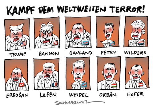 Cartoon: Terroranschlag Barcelona Hass (medium) by Schwarwel tagged terroranschlag,barcelona,spanien,terror,is,islamischer,staat,kampf,mord,tot,tod,populisten,populismus,rechtsextrem,rechtsextremismus,nazi,nazis,populistisch,hassrede,hassreden,trump,le,pen,erdogan,wilders,frauke,petry,afd,alternative,für,deutschland,partei,parteien,politik,politiker,funktionäre,fpö,bannon,gauland,weidel,orban,hofer,polen,türkei,us,usa,amerika,frankreich,österreich,hasstirade,terrorismus,islam,religion,hass,anschlag,selbstmordattentäter,attentäter,diktatur,demokratie,attentat,twitter,tweet,tweets,social,media,muslime,massenhinrichtung,hinrichtung,general,john,pershing,karikatur,schwarwel,terroranschlag,barcelona,spanien,terror,is,islamischer,staat,kampf,mord,tot,tod,populisten,populismus,rechtsextrem,rechtsextremismus,nazi,nazis,populistisch,hassrede,hassreden,trump,le,pen,erdogan,wilders,frauke,petry,afd,alternative,für,deutschland,partei,parteien,politik,politiker,funktionäre,fpö,bannon,gauland,weidel,orban,hofer,polen,türkei,us,usa,amerika,frankreich,österreich,hasstirade,terrorismus,islam,religion,hass,anschlag,selbstmordattentäter,attentäter,diktatur,demokratie,attentat,twitter,tweet,tweets,social,media,muslime,massenhinrichtung,hinrichtung,general,john,pershing,karikatur,schwarwel