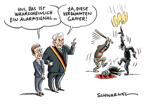 Cartoon: Terroranschlag von Halle AKK (medium) by Schwarwel tagged terroranschlag,halle,synagoge,juden,jüdisch,judenhass,judenverfolgung,rechtsextremismus,rechtsextrem,rechtsextremist,rechtsextremer,attentäter,attentat,mord,rassismus,rassisten,rassist,antisemitismus,antisemit,hass,hetze,akk,hitler,nationalsozialismus,hakenkreuz,innenminister,horst,seehofer,überwachung,gamerszene,gamer,gaming,videospiele,alarmsignal,warnzeichen,extremismusverdacht,netz,workl,wide,web,www,spieleplattform,computerspiel,rechtsterrorismus,internet,gamesbranche,feminismus,frauenfeindlichkeit,hassinhalte,cartoon,karikatur,schwarwel,terroranschlag,halle,synagoge,juden,jüdisch,judenhass,judenverfolgung,rechtsextremismus,rechtsextrem,rechtsextremist,rechtsextremer,attentäter,attentat,mord,rassismus,rassisten,rassist,antisemitismus,antisemit,hass,hetze,akk,hitler,nationalsozialismus,hakenkreuz,innenminister,horst,seehofer,überwachung,gamerszene,gamer,gaming,videospiele,alarmsignal,warnzeichen,extremismusverdacht,netz,workl,wide,web,www,spieleplattform,computerspiel,rechtsterrorismus,internet,gamesbranche,feminismus,frauenfeindlichkeit,hassinhalte,cartoon,karikatur,schwarwel