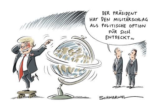 Cartoon: Trump Syrien Nordkorea (medium) by Schwarwel tagged donald,trump,syrien,angriff,waffen,gewalt,terror,flugzeugträgerverband,nordkorea,krieg,karikatur,schwarwel,donald,trump,syrien,angriff,waffen,gewalt,terror,flugzeugträgerverband,nordkorea,krieg,karikatur,schwarwel