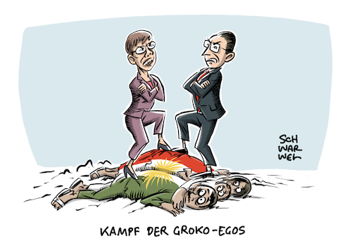 Cartoon: Türkei Syrien Heiko Maas (medium) by Schwarwel tagged türkei,syrien,ankara,erdogan,heiko,maas,krieg,nordsyrien,außenminister,spd,cdu,csu,akk,kramp,karrenbauer,verteidigungsministerin,groko,große,koalition,sicherheitszone,waffen,waffengewalt,kurden,kurdische,miliz,is,islamischer,staat,terrormiliz,terror,terroranschlag,säuberung,invasion,cartoon,karikatur,schwarwel,türkei,syrien,ankara,erdogan,heiko,maas,krieg,nordsyrien,außenminister,spd,cdu,csu,akk,kramp,karrenbauer,verteidigungsministerin,groko,große,koalition,sicherheitszone,waffen,waffengewalt,kurden,kurdische,miliz,is,islamischer,staat,terrormiliz,terror,terroranschlag,säuberung,invasion,cartoon,karikatur,schwarwel