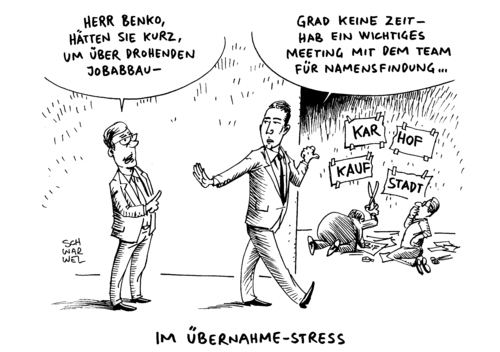 Cartoon: Übernahme Karstadt Kaufhof (medium) by Schwarwel tagged übernahme,karstadt,kaufhof,rene,benko,karikatur,schwarwel,übernahme,karstadt,kaufhof,rene,benko,karikatur,schwarwel