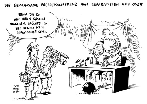 Cartoon: Ukraine OSZE Militärbeobachter (medium) by Schwarwel tagged ukraine,osze,militärbeobachter,separatisten,karikatur,schwarwel,ukraine,osze,militärbeobachter,separatisten,karikatur,schwarwel