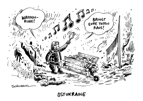 Cartoon: Ukraine Waffenruhe Separatist (medium) by Schwarwel tagged ukraine,waffenruhe,separatist,krise,bedrohung,mord,tot,tod,karikatur,schwarwel,ukraine,waffenruhe,separatist,krise,bedrohung,mord,tot,tod,karikatur,schwarwel