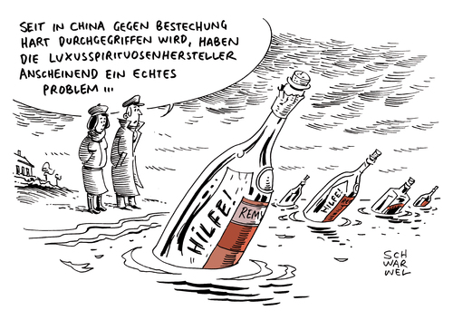 Cartoon: Umsatzeinbruch Remy Cointreau (medium) by Schwarwel tagged schwarwel,karikatur,schwäche,china,cointreau,remy,umsatzeinbruch,umsatzeinbruch,remy,cointreau,china,schwäche,karikatur,schwarwel