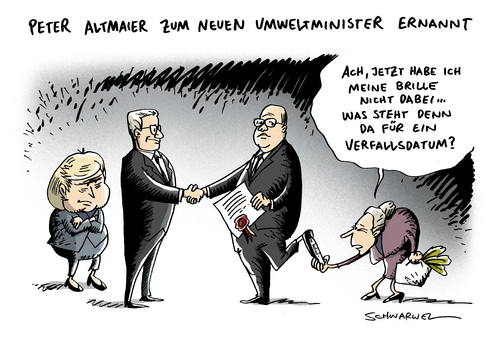 Cartoon: Umweltminister Altmaier (medium) by Schwarwel tagged entlassung,kündigung,job,röntgen,umweltminister,minister,peter,altmaier,bundespräsident,ernennung,karikatur,schwarwel,entlassung,kündigung,röntgen,umweltminister,altmaier,bundespräsident