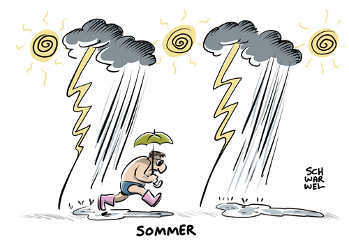 Cartoon: Unwetter in Deutschland (medium) by Schwarwel tagged unwetter,deutschland,wetter,regen,sonne,blitz,donner,absage,veranstaltung,festspiele,festivals,karikatur,schwarwel,unwetter,deutschland,wetter,regen,sonne,blitz,donner,absage,veranstaltung,festspiele,festivals,karikatur,schwarwel