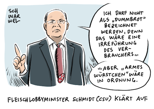 Cartoon: Verbraucherschutz (medium) by Schwarwel tagged verbraucherschutz,verbraucher,konsument,ernährungsminister,minister,politik,schmidt,politiker,fleischnamen,nahrung,ernährung,veggie,vegetarisch,vegetarier,vegan,wurst,fleischesser,produkte,verbot,essen,lebensmittel,karikatur,schwarwel,fleischlos,veganismus,verbraucherschutz,verbraucher,konsument,ernährungsminister,minister,politik,schmidt,politiker,fleischnamen,nahrung,ernährung,veggie,vegetarisch,vegetarier,vegan,wurst,fleischesser,produkte,verbot,essen,lebensmittel,karikatur,schwarwel,fleischlos,veganismus