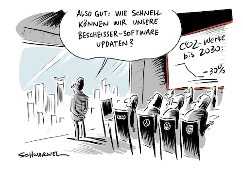 verschärfung co2 werte von schwarwel wirtschaft cartoon toonpool