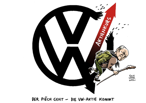 Cartoon: Volkswagen Piech Aktienkurs (medium) by Schwarwel tagged volkswagen,piech,aktienkurs,vw,auto,automobilindustrie,abgang,patriarch,anstieg,aktien,kurs,börse,karikatur,schwarwel,volkswagen,piech,aktienkurs,vw,auto,automobilindustrie,abgang,patriarch,anstieg,aktien,kurs,börse,karikatur,schwarwel