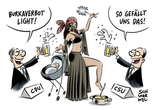 Cartoon: Vollverschleierung Burka light (medium) by Schwarwel tagged cdu,csu,innenminister,union,burka,verbot,schleier,verschleierung,vollverschleierung,islam,religion,karikatur,schwarwel,light,cdu,csu,innenminister,union,burka,verbot,schleier,verschleierung,vollverschleierung,islam,religion,karikatur,schwarwel,light