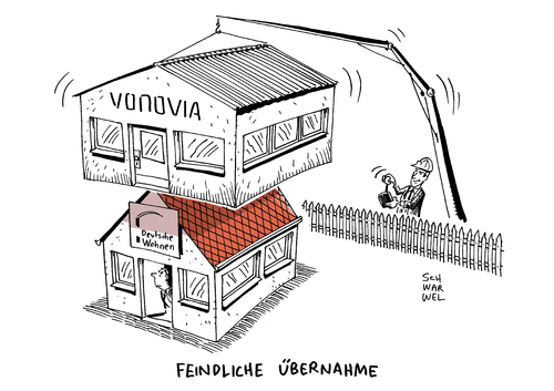 Cartoon: Vonovia Deutsche Wohnen (medium) by Schwarwel tagged feindliche,übernahme,feind,vonovia,deutsche,wohnen,anleger,entscheiden,haus,wohnung,miete,mieter,karikatur,schwarwel,feindliche,übernahme,feind,vonovia,deutsche,wohnen,anleger,entscheiden,haus,wohnung,miete,mieter,karikatur,schwarwel