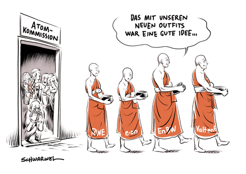 Cartoon: Vorschläge der Atomkommission (medium) by Schwarwel tagged vorschlag,vorschläge,atom,atomkommission,fonds,milliarden,geld,money,karikatur,schwarwel,atommüllentsorgung,atommüll,müll,atomkonzern,atomkonzerne,rwe,eon,enbw,vattenfall,vorschlag,vorschläge,atom,atomkommission,fonds,milliarden,geld,money,karikatur,schwarwel,atommüllentsorgung,atommüll,müll,atomkonzern,atomkonzerne,rwe,eon,enbw,vattenfall