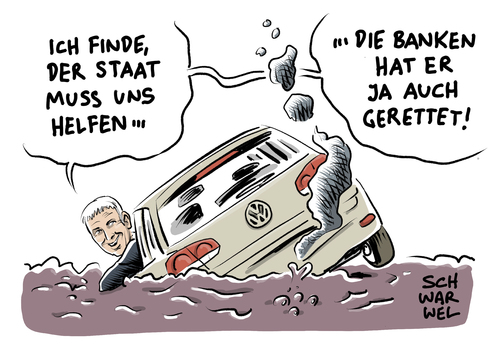 Cartoon: VW Chef Dieselgate Klagen (medium) by Schwarwel tagged vw,volkswagen,auto,kfz,wagen,pkw,chef,konzern,autobauer,autoherteller,klage,klagen,diesel,dieselgate,transport,wirtschaft,finanzen,müller,entschädigung,zahlung,abgas,abgasskandal,skandal,rettung,bank,banken,karikatur,schwarwel,vw,volkswagen,auto,kfz,wagen,pkw,chef,konzern,autobauer,autoherteller,klage,klagen,diesel,dieselgate,transport,wirtschaft,finanzen,müller,entschädigung,zahlung,abgas,abgasskandal,skandal,rettung,bank,banken,karikatur,schwarwel