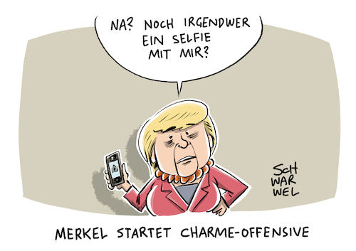 Cartoon: Wahlkampf Merkel Charmeoffensive (medium) by Schwarwel tagged bundestagswahl,bundestagswahlkampf,wahlkampf,wahl,wahlen,wählen,wähler,angela,merkel,angie,martin,schulz,soziale,gerechtigkeit,tv,duell,politiker,politik,kanzlerin,kanzlerkandidat,kanzler,bundeskanzlerin,bundeskanzler,kandidat,spd,cdu,parteien,wahlplakat,fernsehen,bildung,rente,flüchtlinge,geflüchtete,flüchtlingskrise,karikatur,schwarwel,wir,schaffen,das,strategie,mann,bart,charme,offensive,selfie,selfies,sozialpolitik,btw17,bundestagswahl,bundestagswahlkampf,wahlkampf,wahl,wahlen,wählen,wähler,angela,merkel,angie,martin,schulz,soziale,gerechtigkeit,tv,duell,politiker,politik,kanzlerin,kanzlerkandidat,kanzler,bundeskanzlerin,bundeskanzler,kandidat,spd,cdu,parteien,wahlplakat,fernsehen,bildung,rente,flüchtlinge,geflüchtete,flüchtlingskrise,karikatur,schwarwel,wir,schaffen,das,strategie,mann,bart,charme,offensive,selfie,selfies,sozialpolitik,btw17